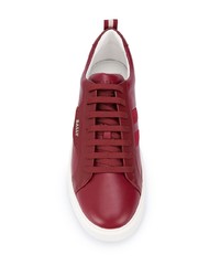 Мужские темно-красные кожаные низкие кеды от Bally