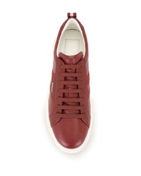 Мужские темно-красные кожаные низкие кеды от Bally