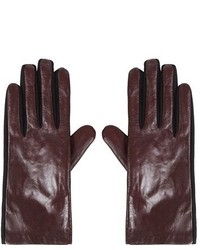 Темно-красные кожаные перчатки
