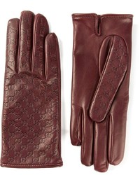 Женские темно-красные кожаные перчатки от Gucci