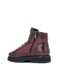 Мужские темно-красные кожаные рабочие ботинки от Santoni