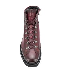 Мужские темно-красные кожаные рабочие ботинки от Santoni