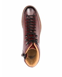 Мужские темно-красные кожаные рабочие ботинки от Bally