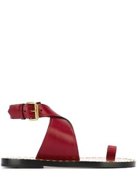Темно-красные кожаные сандалии на плоской подошве от Etoile Isabel Marant