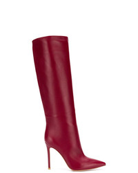 Темно-красные кожаные сапоги от Gianvito Rossi