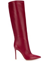 Темно-красные кожаные сапоги от Gianvito Rossi