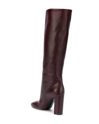 Темно-красные кожаные сапоги от Saint Laurent