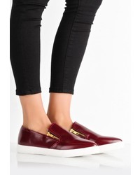 Женские темно-красные кожаные слипоны от LOST INK