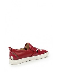 Женские темно-красные кожаные слипоны от Valley