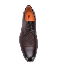 Темно-красные кожаные туфли дерби от Santoni