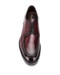 Темно-красные кожаные туфли дерби от Santoni