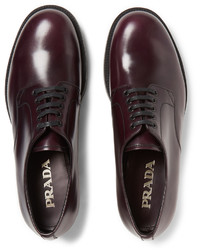 Темно-красные кожаные туфли дерби от Prada
