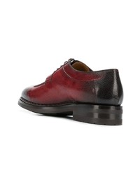 Темно-красные кожаные туфли дерби от Santoni