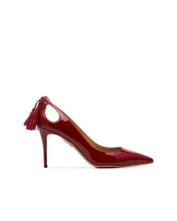 Темно-красные кожаные туфли с вырезом от Aquazzura