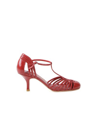 Темно-красные кожаные туфли с вырезом от Sarah Chofakian