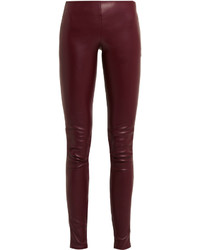 Темно-красные кожаные узкие брюки от Balenciaga