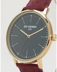 Мужские темно-красные кожаные часы от Ben Sherman