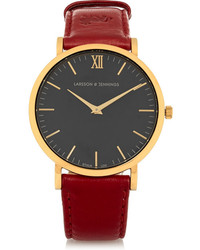 Женские темно-красные кожаные часы от Larsson & Jennings