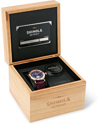 Мужские темно-красные кожаные часы от Shinola