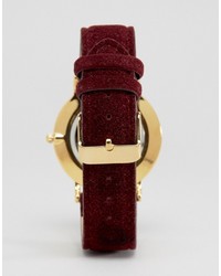 Мужские темно-красные кожаные часы от Reclaimed Vintage