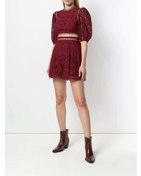 Женские темно-красные кружевные шорты от Zimmermann