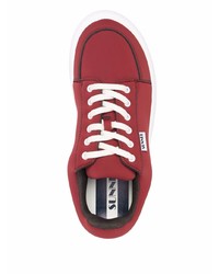 Мужские темно-красные низкие кеды из плотной ткани от Sunnei