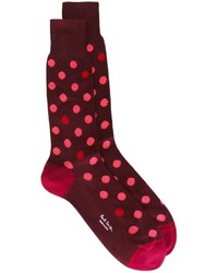 Мужские темно-красные носки в горошек от Paul Smith