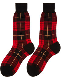 Мужские темно-красные носки в шотландскую клетку от Alexander McQueen