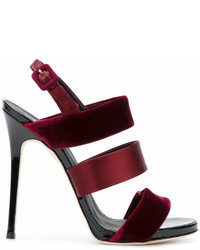 Темно-красные сатиновые босоножки на каблуке от Giuseppe Zanotti Design