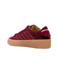 Женские темно-красные сатиновые низкие кеды от Dsquared2