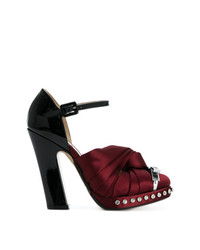 Темно-красные сатиновые туфли с украшением от N°21