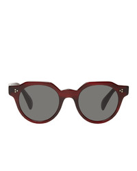 Мужские темно-красные солнцезащитные очки от Oliver Peoples