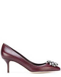 Темно-красные туфли с украшением от Dolce & Gabbana