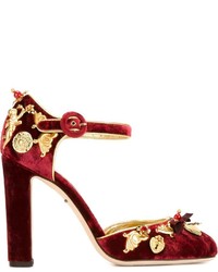 Темно-красные туфли с украшением от Dolce & Gabbana