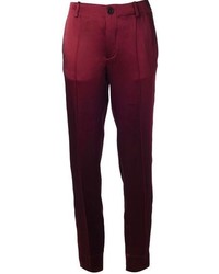 Темно-красные узкие брюки