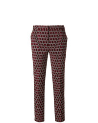 Темно-красные узкие брюки с принтом от Kiltie