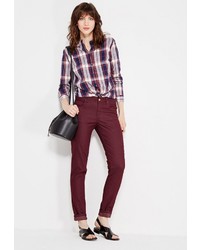 Темно-красные узкие брюки от Modis