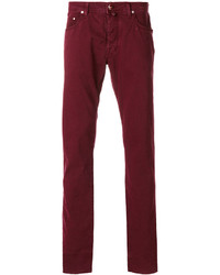 Мужские темно-красные хлопковые брюки от Jacob Cohen
