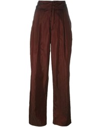 Темно-красные шелковые широкие брюки от Isabel Marant