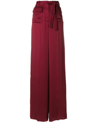 Темно-красные шелковые широкие брюки от Valentino