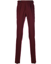 Мужские темно-красные шерстяные брюки от Pt01