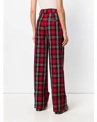 Темно-красные широкие брюки в шотландскую клетку от MSGM