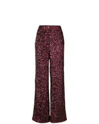 Темно-красные широкие брюки с пайетками от Victoria Victoria Beckham