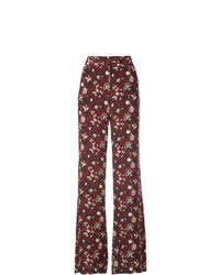Темно-красные широкие брюки с цветочным принтом от Veronica Beard