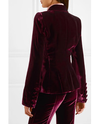 Женский темно-красный бархатный двубортный пиджак от Khaite
