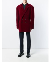 Мужской темно-красный бархатный двубортный пиджак от Yohji Yamamoto Pre-Owned