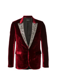 Мужской темно-красный бархатный пиджак от Amiri