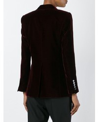 Женский темно-красный бархатный пиджак от Saint Laurent
