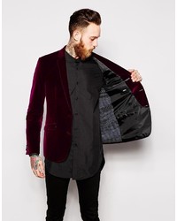 Мужской темно-красный бархатный пиджак от Asos