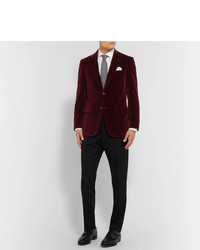 Мужской темно-красный бархатный пиджак от Canali